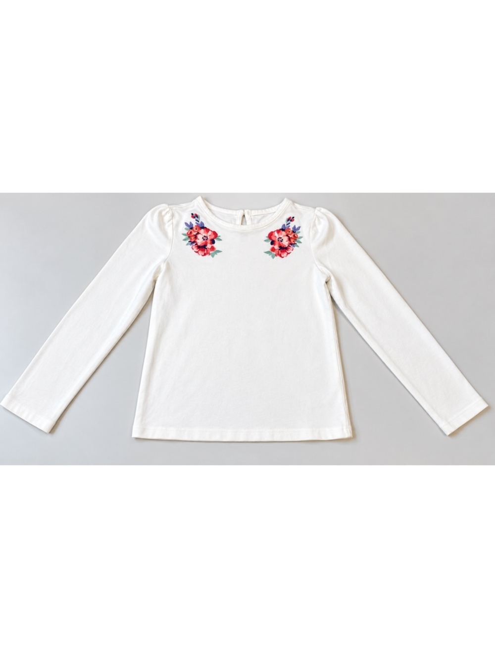 Janie and Jack Girls Size 8 White Floral Embroidered Long Sleeve Top Shirt